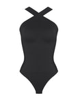 Ribbed Halter Neck Bodysuit - Black