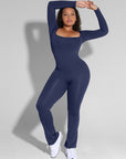 All Day Long Sleeve Flare Jumpsuit - Blue