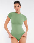 Short Sleeve Crew Neck Bodysuit - Green