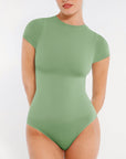 Short Sleeve Crew Neck Bodysuit - Green
