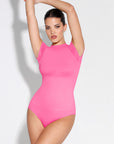 Short Sleeve Crew Neck Bodysuit - Pink