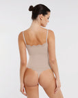 Lace Detail Thong Bodysuit - Nude