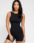 Racer Open Back Short Jumpsuit - Black