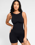 Racer Open Back Short Jumpsuit - Black