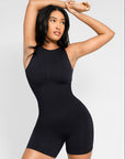 Racer Open Back Short Jumpsuit - Black