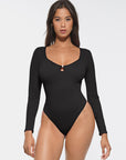 Essential Ribbed Long Sleeve Bodysuit - Black