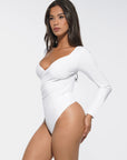 Silk Shape Long Sleeve Bodysuit - White