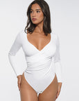 Silk Shape Long Sleeve Bodysuit - White