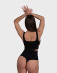 Tummy Control Shaping Thong Panties - Black