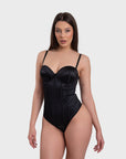 Amelia Corset Bodysuit - Black