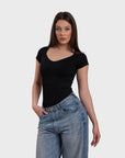 Short Sleeve Ultra Shaping Push-Up Bodysuit - Black