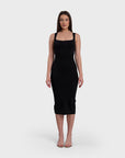 Square Neck Midi Dress - Black