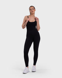 Ribbed Sculpting Jumpsuit - Black