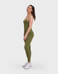 Ribbed Sculpting Jumpsuit - Olive
