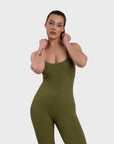 Ribbed Sculpting Jumpsuit - Olive