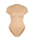 Short Sleeve Crew Neck Bodysuit - Nude