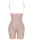 Detachable Straps Zip Up Slimming Body Shaper - Nude
