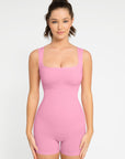 Square Neck Short Sculpting Jumpsuit - Pink