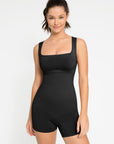 Square Neck Short Sculpting Jumpsuit - Black
