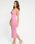 Square Neck Midi Dress - Pink
