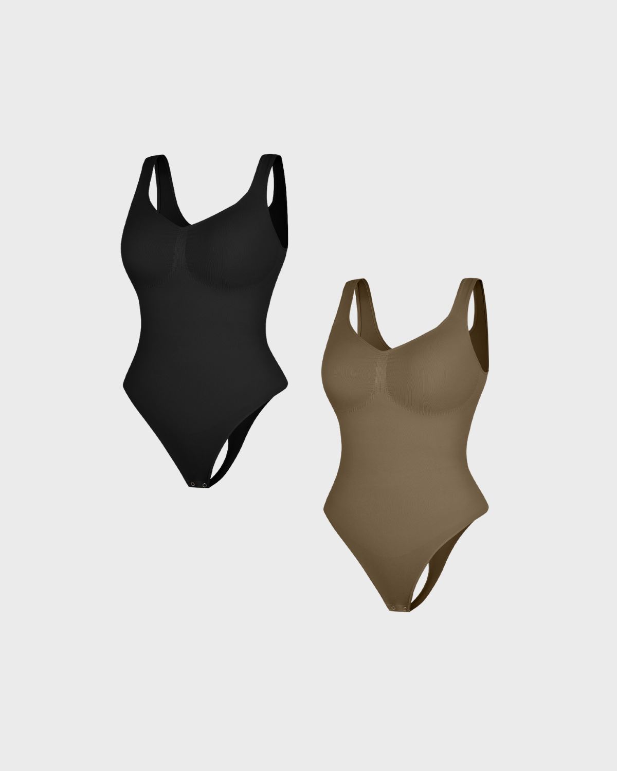 2pcs | SculptCurve Thong Bodysuit - Black and Brown