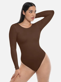 Essential Seamless Long Sleeve Shaping Bodysuit - Brown