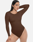 Essential Seamless Long Sleeve Shaping Bodysuit - Brown