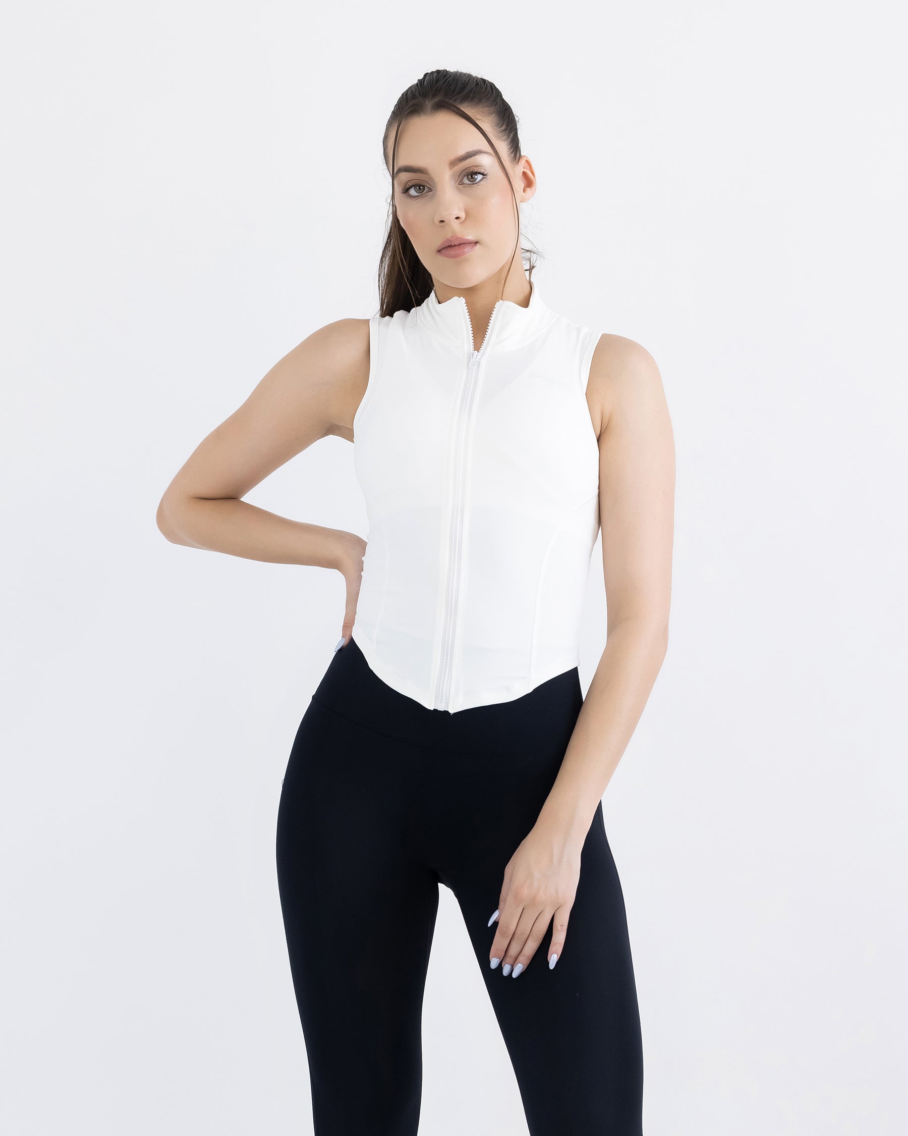 Sleeveless Contour Jacket Vest - White