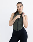 Sleeveless Contour Jacket Vest - Green