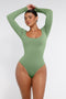 Long Sleeve Square Neck Bodysuit - Olive