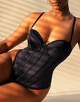 Amelia Corset Bodysuit - Black
