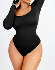 Long Sleeve Square Neck Bodysuit - Black