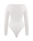 Long Sleeve Square Neck Bodysuit - White