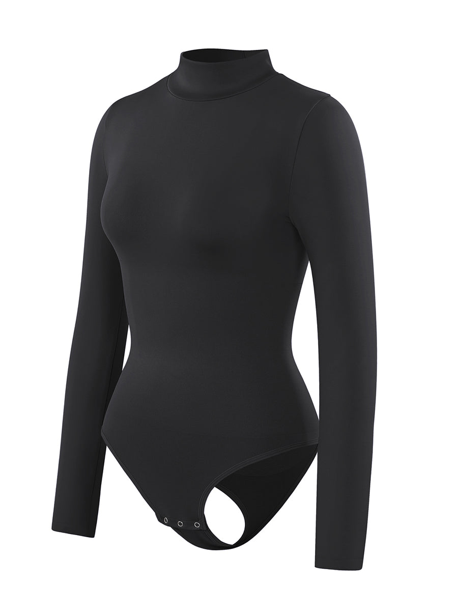 Long Sleeve Turtle Neck Bodysuit - Black