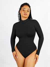 Long Sleeve Turtle Neck Bodysuit - Black