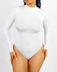 Long Sleeve Turtle Neck Bodysuit - White