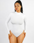 Long Sleeve Turtle Neck Bodysuit - White