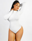 Long Sleeve Turtle Neck Bodysuit - White