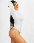 Long Sleeve Turtle Neck Bodysuit - White