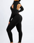 Two Piece Ribbed Sculpting Jumpsuit - Black