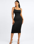 Ribbed Sculpting Midi Dress - Black