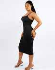 Ribbed Sculpting Midi Dress - Black