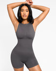 Racer Open Back Short Jumpsuit - Grey