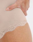 Lace Detail Thong Bodysuit - Nude