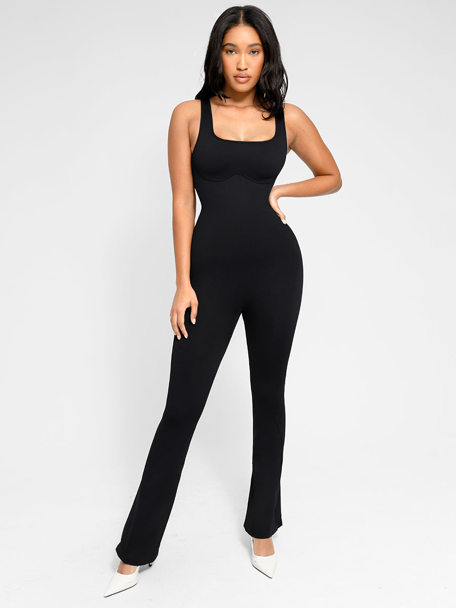 All Day Sculpting Flare Jumpsuit - Black