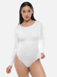 Essential Seamless Long Sleeve Shaping Bodysuit - White