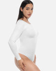 Essential Seamless Long Sleeve Shaping Bodysuit - White