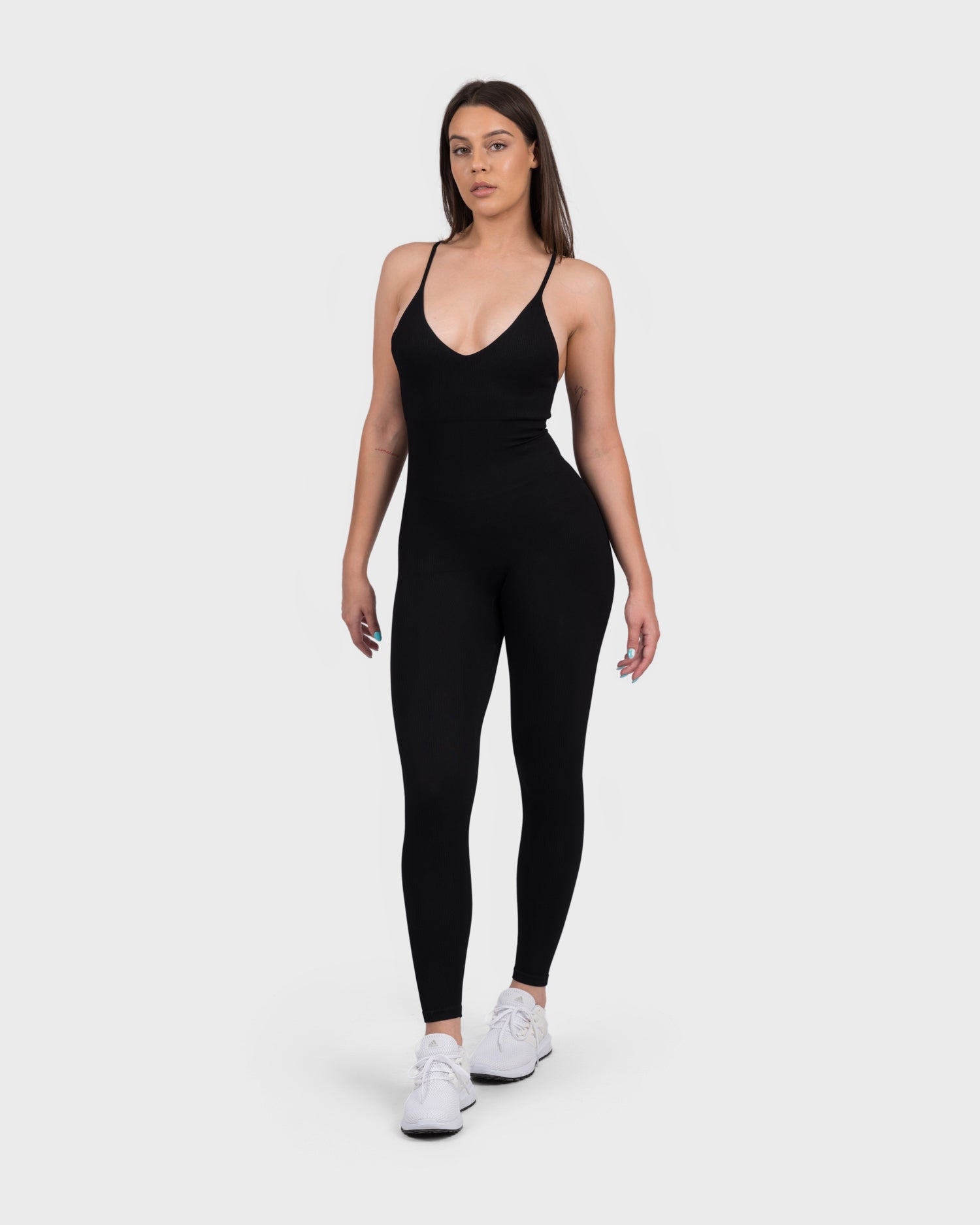 Two Piece Ribbed Sculpting Jumpsuit - Black