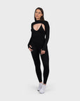 Two Piece Ribbed Sculpting Jumpsuit - Black