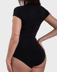 Short Sleeve Crew Neck Bodysuit - Black